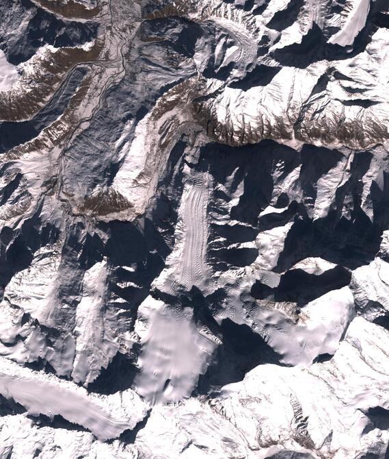 Aerial view of Shafat Glacier