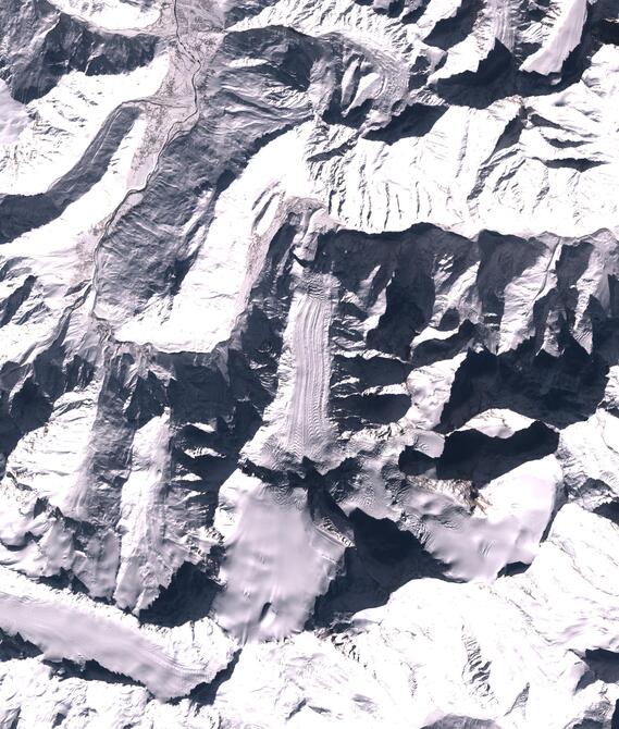 Aerial view of Shafat Glacier