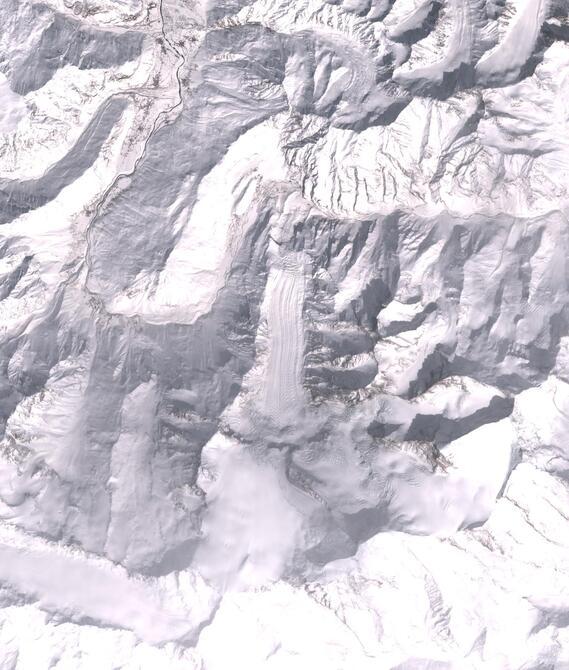 Aerial view of Shafat Glacier