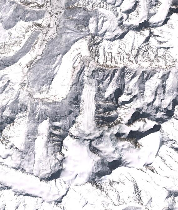 Aerial view of Shafat Glacier