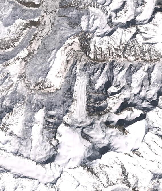 Aerial view of Shafat Glacier