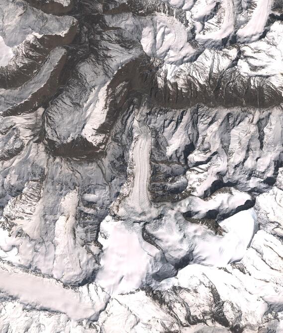 Aerial view of Shafat Glacier