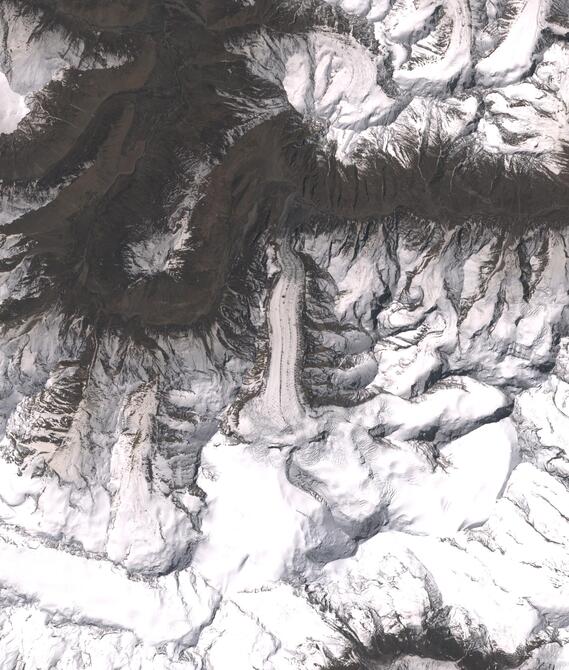 Aerial view of Shafat Glacier