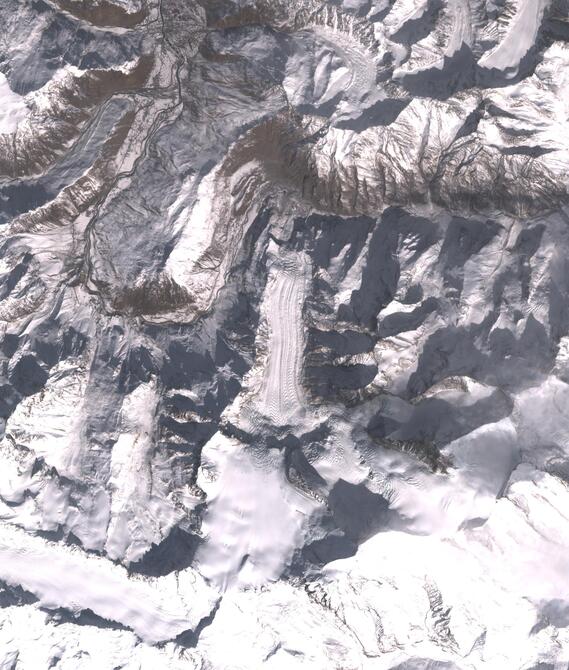 Aerial view of Shafat Glacier