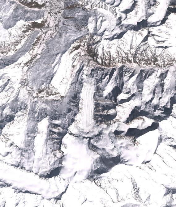 Aerial view of Shafat Glacier