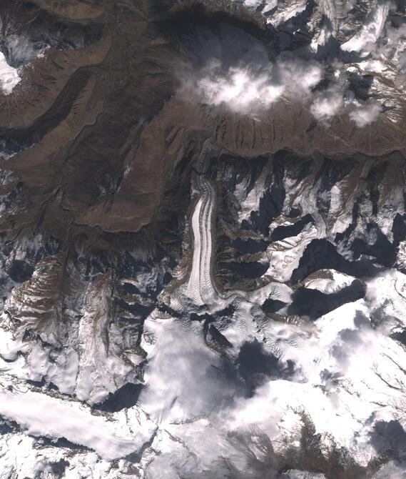 Aerial view of Shafat Glacier