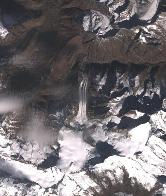 Aerial view of Shafat Glacier