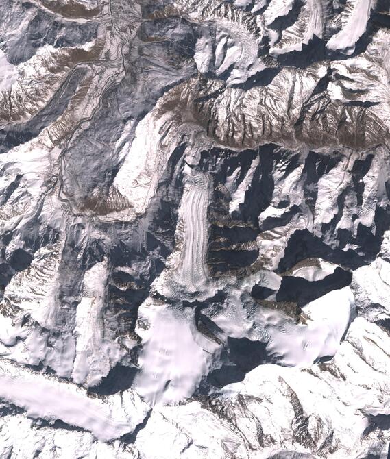 Aerial view of Shafat Glacier