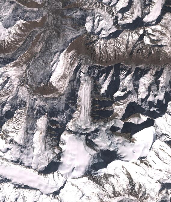 Aerial view of Shafat Glacier