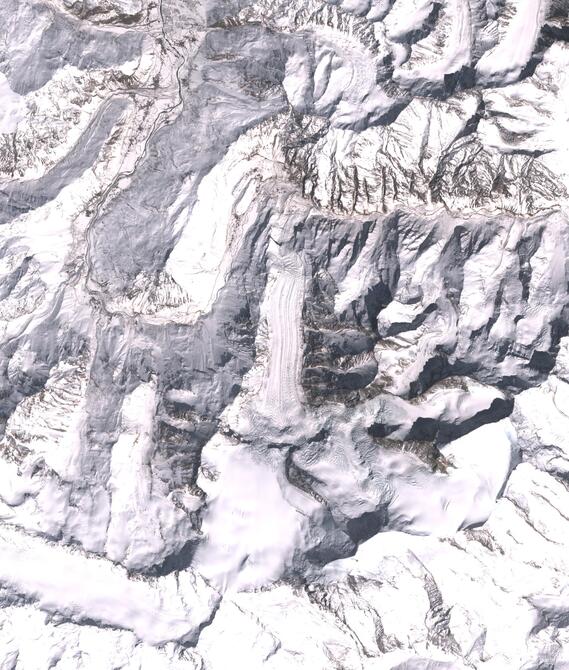 Aerial view of Shafat Glacier