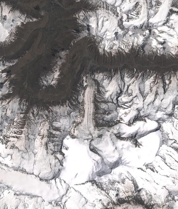 Aerial view of Shafat Glacier