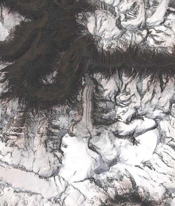 Aerial view of Shafat Glacier