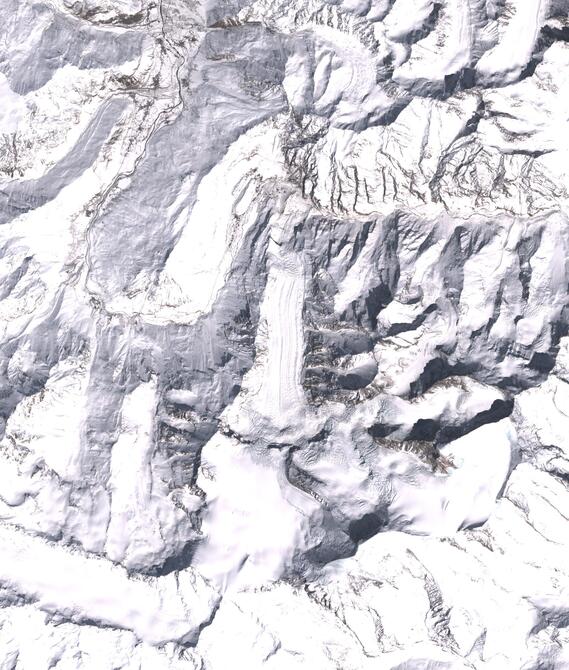 Aerial view of Shafat Glacier