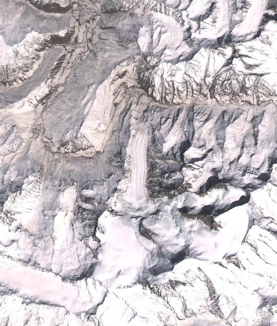 Aerial view of Shafat Glacier