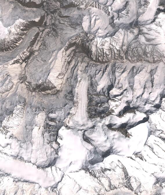 Aerial view of Shafat Glacier