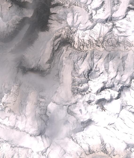 Aerial view of Shafat Glacier