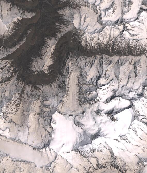 Aerial view of Shafat Glacier