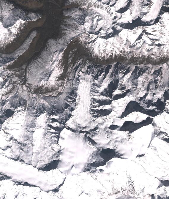 Aerial view of Shafat Glacier