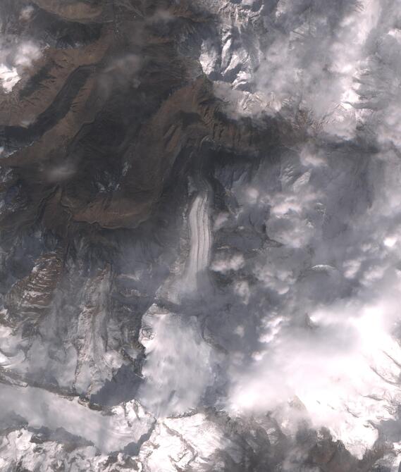 Aerial view of Shafat Glacier