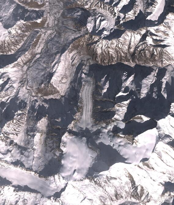 Aerial view of Shafat Glacier