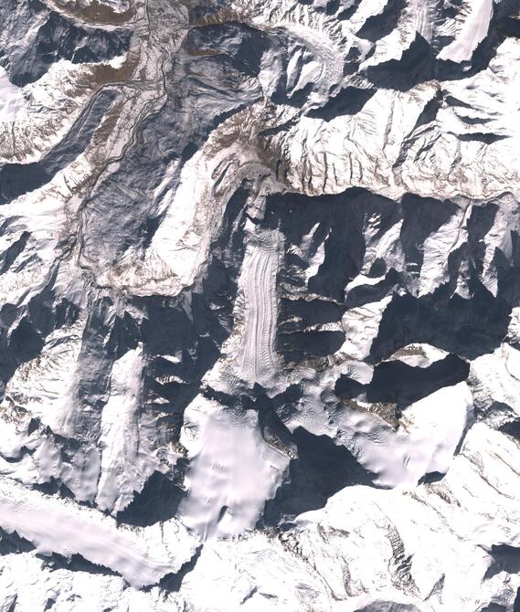 Aerial view of Shafat Glacier