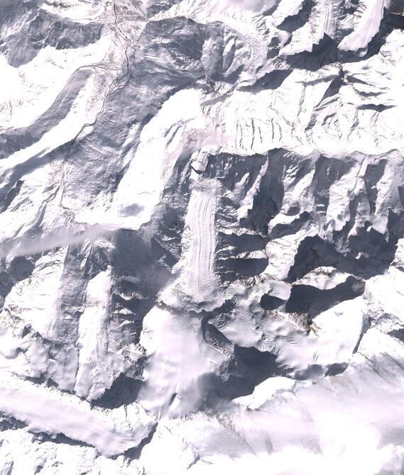 Aerial view of Shafat Glacier