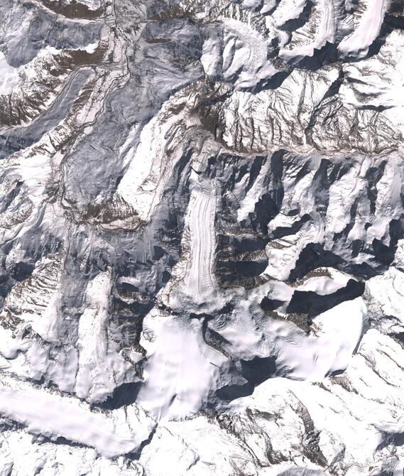 Aerial view of Shafat Glacier