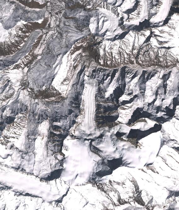 Aerial view of Shafat Glacier