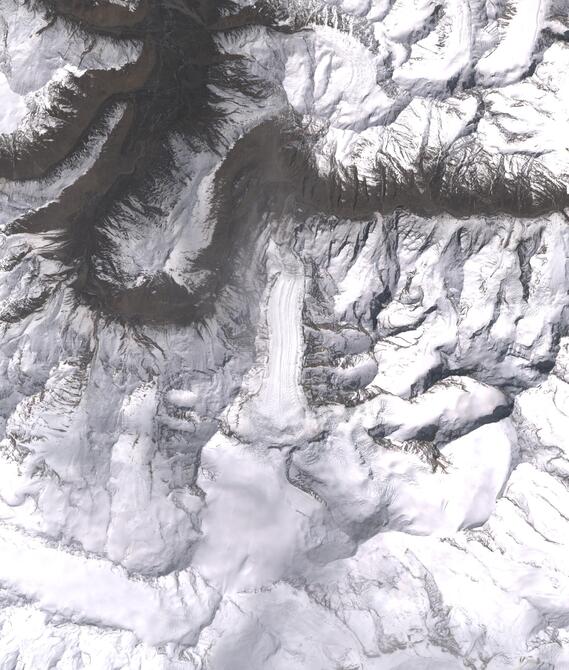 Aerial view of Shafat Glacier