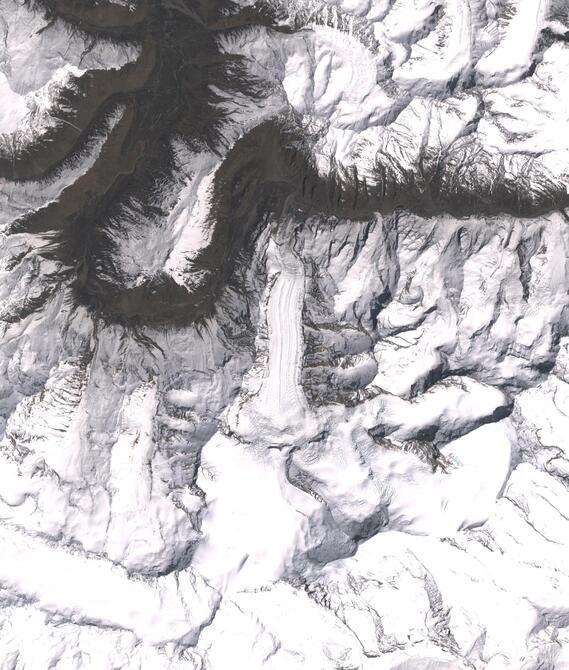 Aerial view of Shafat Glacier