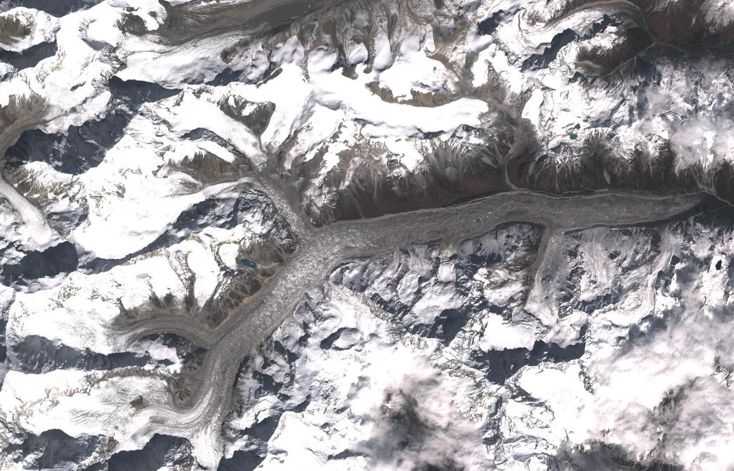 Aerial view of Zemu Glacier