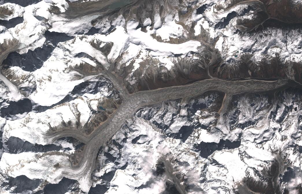 Aerial view of Zemu Glacier