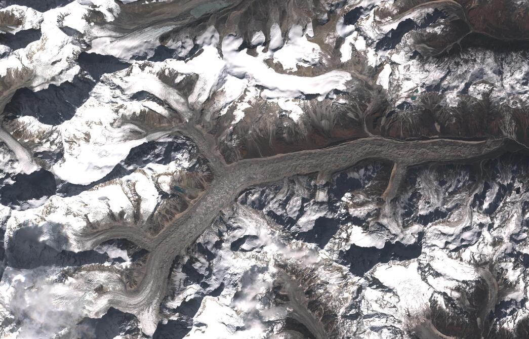 Aerial view of Zemu Glacier