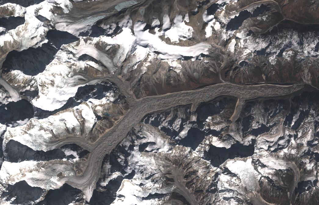 Aerial view of Zemu Glacier