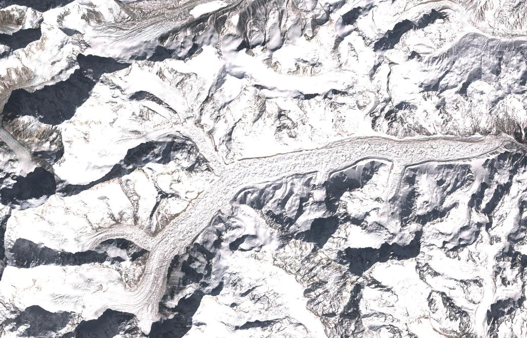 Aerial view of Zemu Glacier