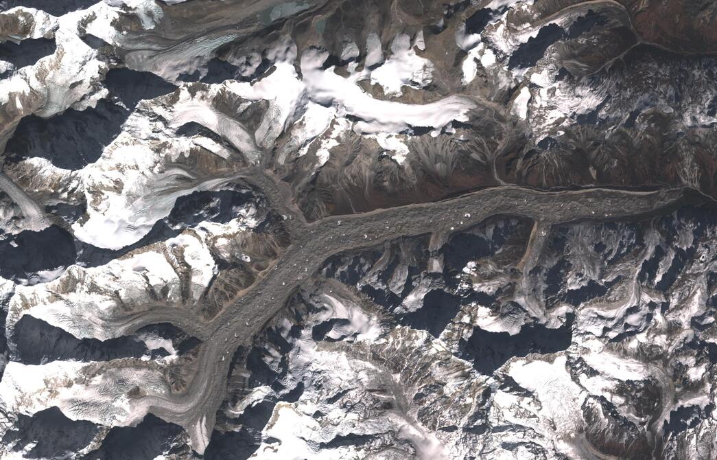 Aerial view of Zemu Glacier