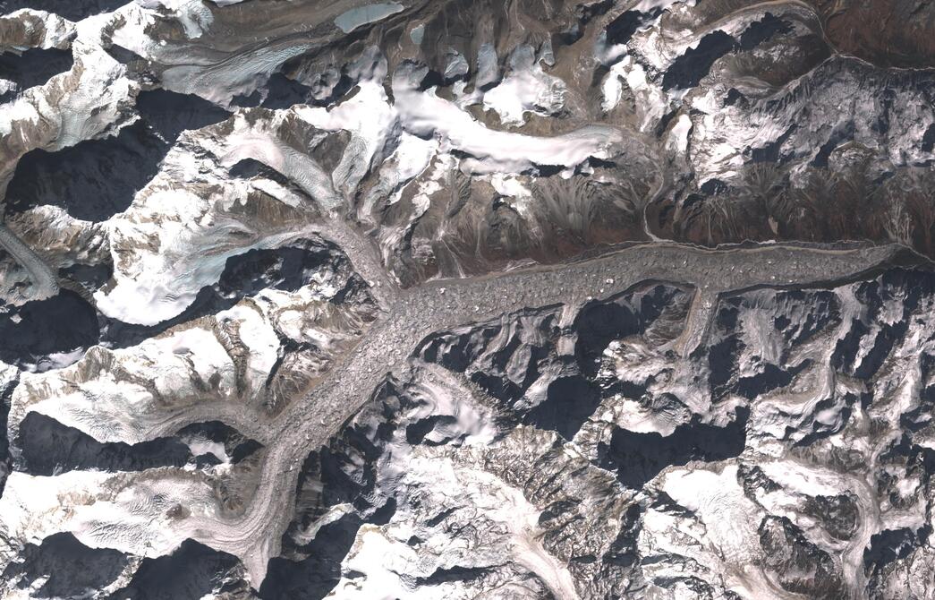 Aerial view of Zemu Glacier