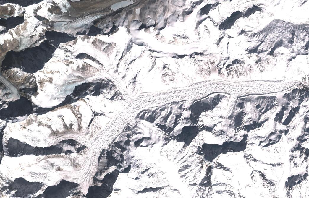 Aerial view of Zemu Glacier