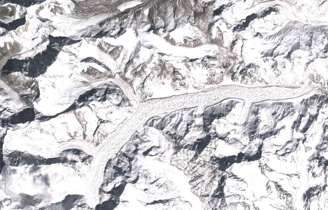 Aerial view of Zemu Glacier