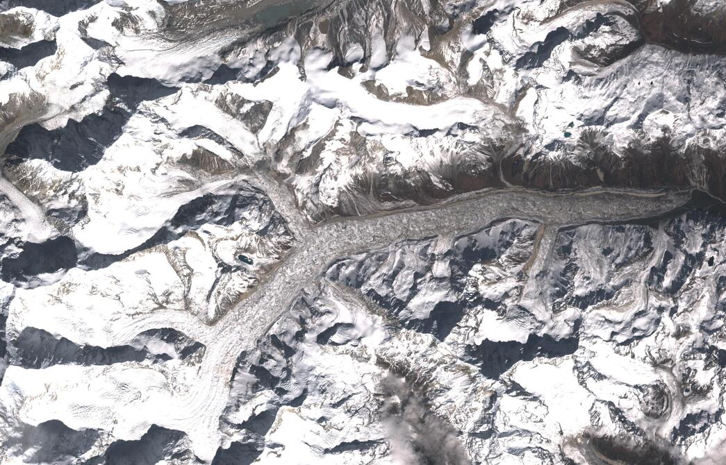 Aerial view of Zemu Glacier