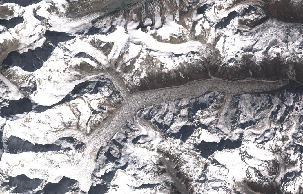 Aerial view of Zemu Glacier