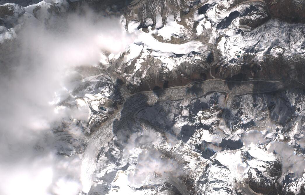 Aerial view of Zemu Glacier