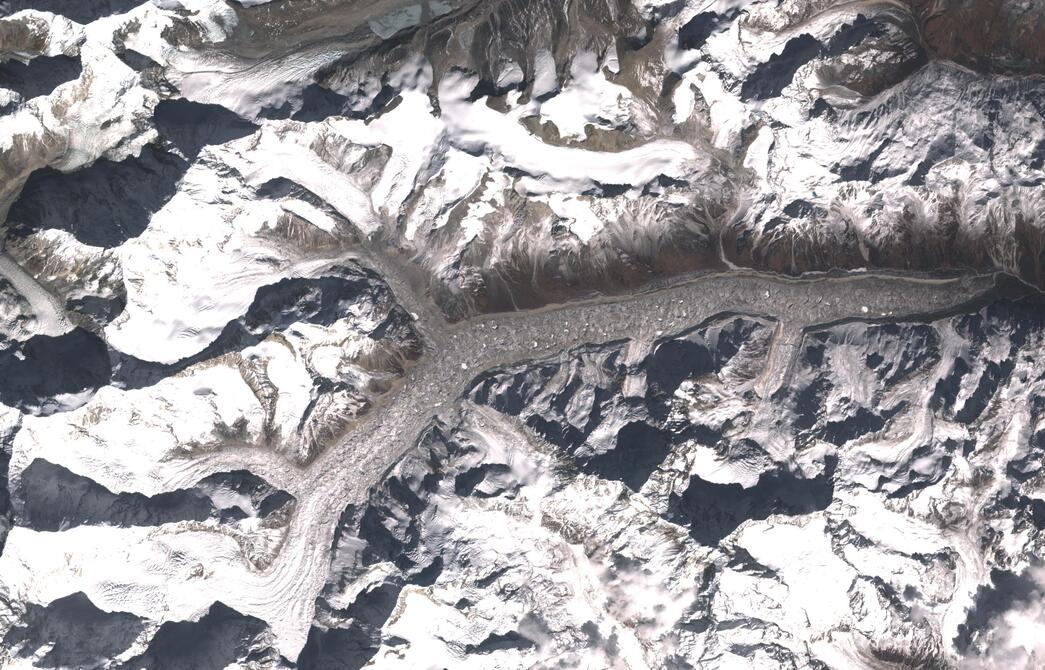 Aerial view of Zemu Glacier