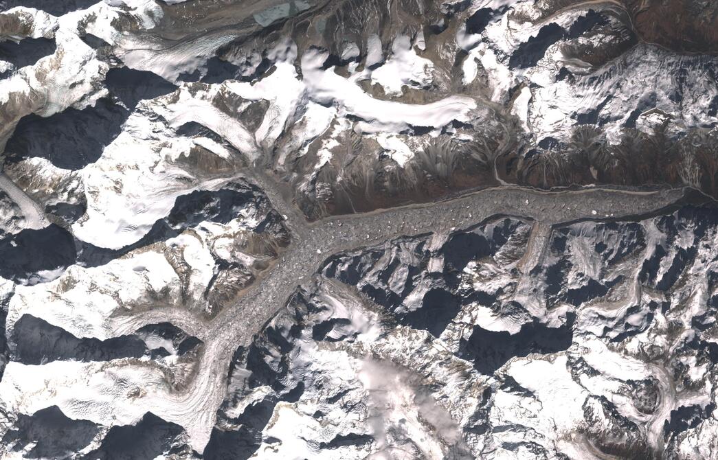 Aerial view of Zemu Glacier