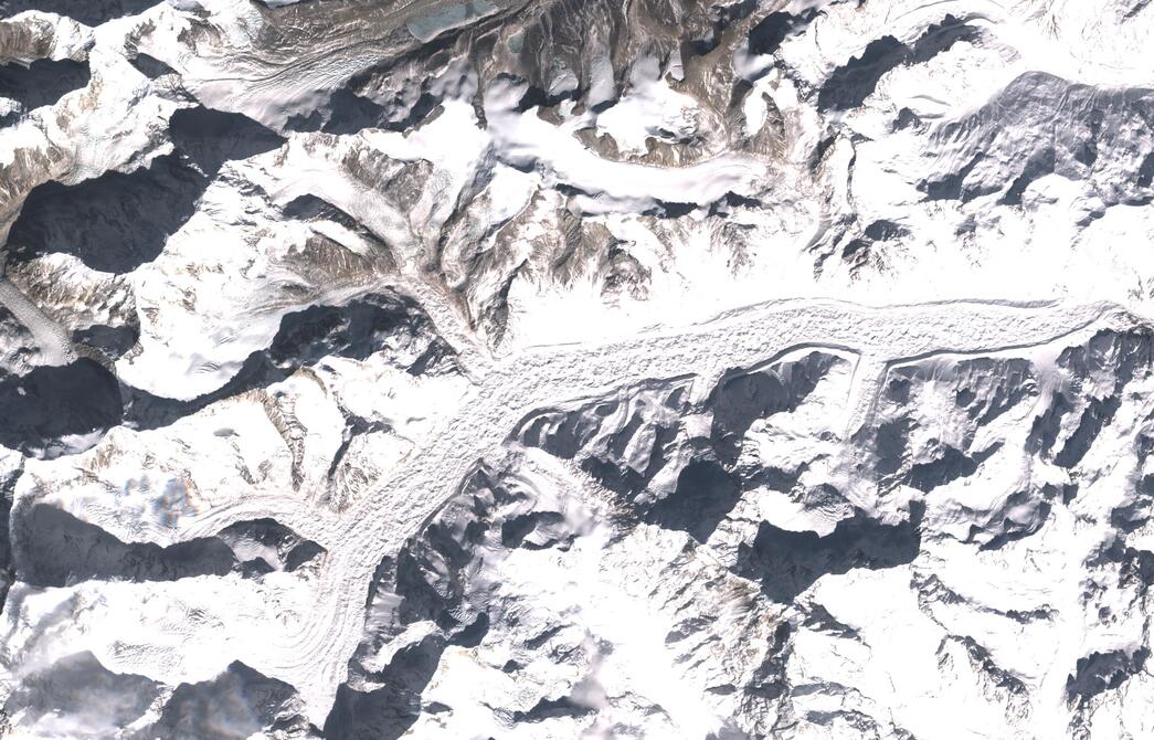 Aerial view of Zemu Glacier