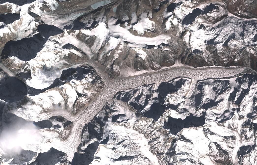 Aerial view of Zemu Glacier