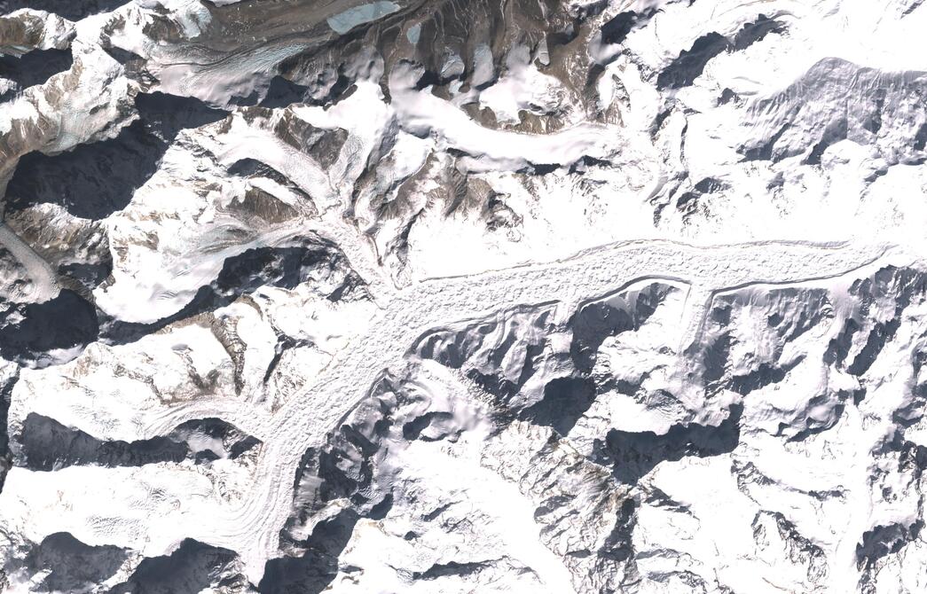 Aerial view of Zemu Glacier