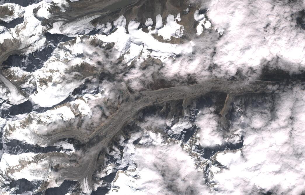 Aerial view of Zemu Glacier