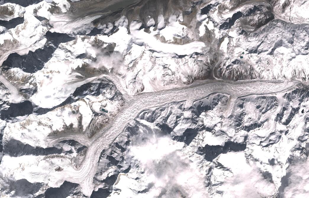 Aerial view of Zemu Glacier