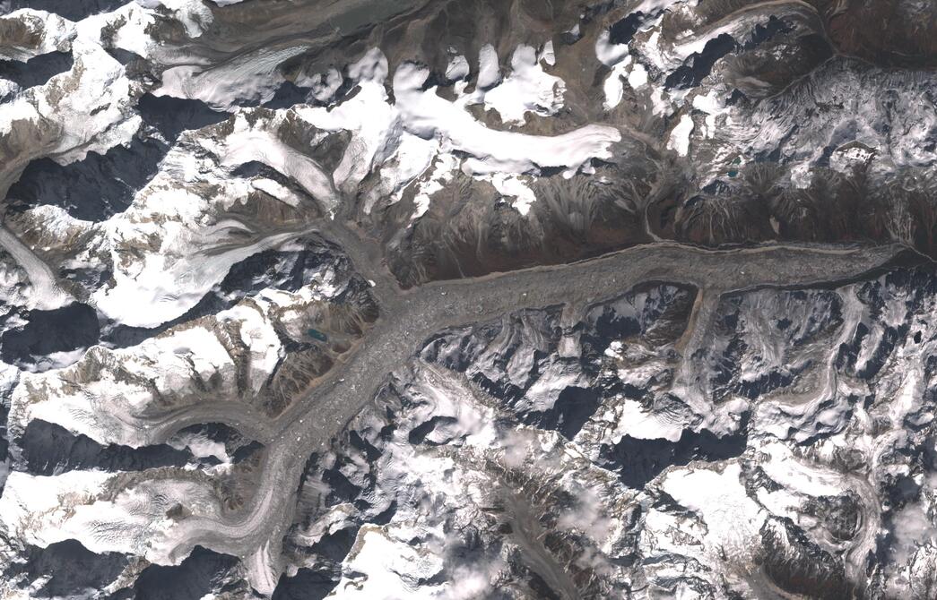 Aerial view of Zemu Glacier